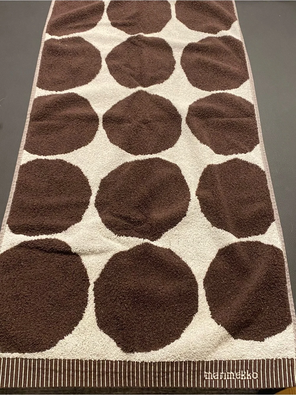 Marimekko Brown and Cream Polka Dot Hand Towel